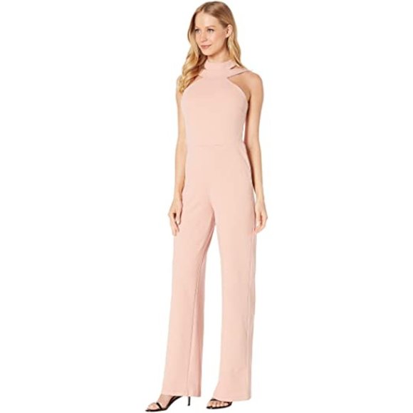 NWT Bebe Pink Halter Scuba Jumpsuit Size 12 - Picture 2 of 3